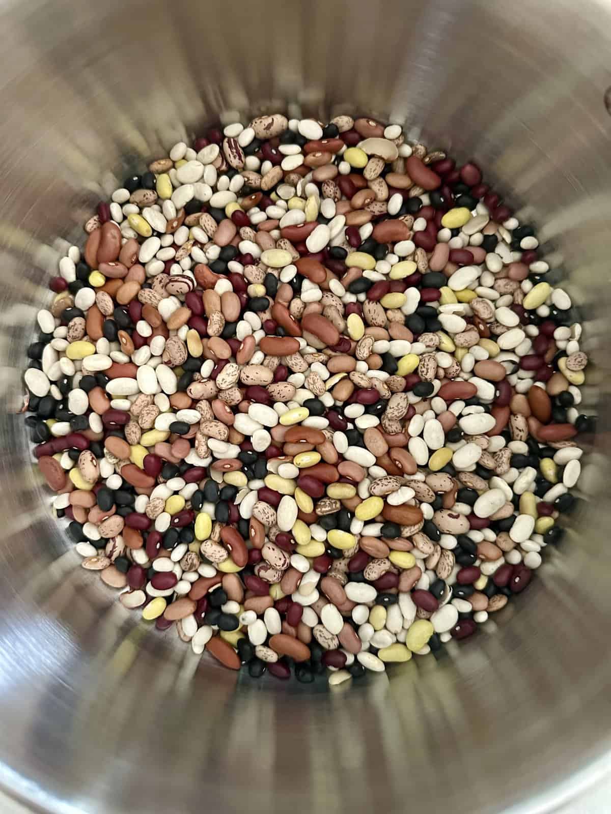 dried soup bean mix in a pot