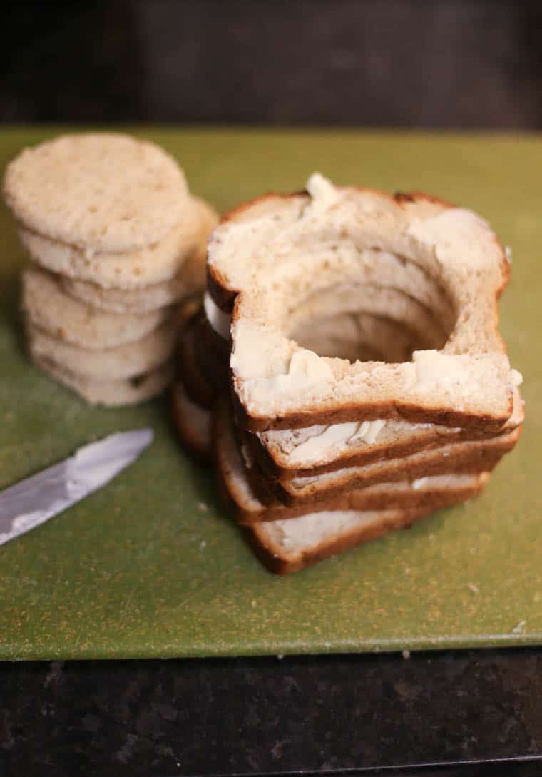 bread with holes cut out of the center