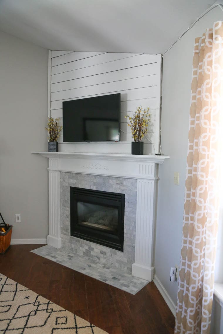 DIY fireplace and mantle update. 