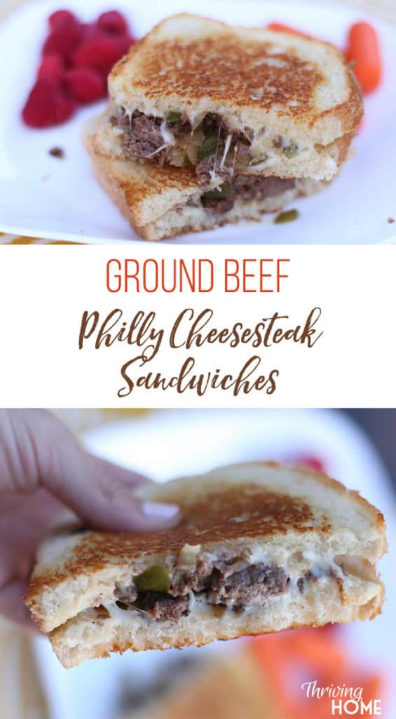 Ground Beef Philly Cheesesteak Sandwiches | Thriving Home