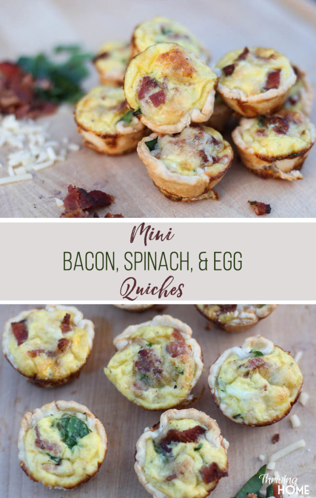 Mini Bacon, Spinach, and Egg Quiches {Freezer Meal} | Thriving Home