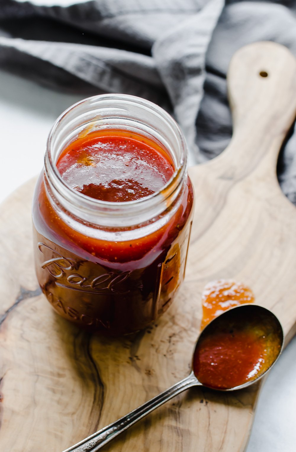 Homemade bbq sauce in a mason jar. 