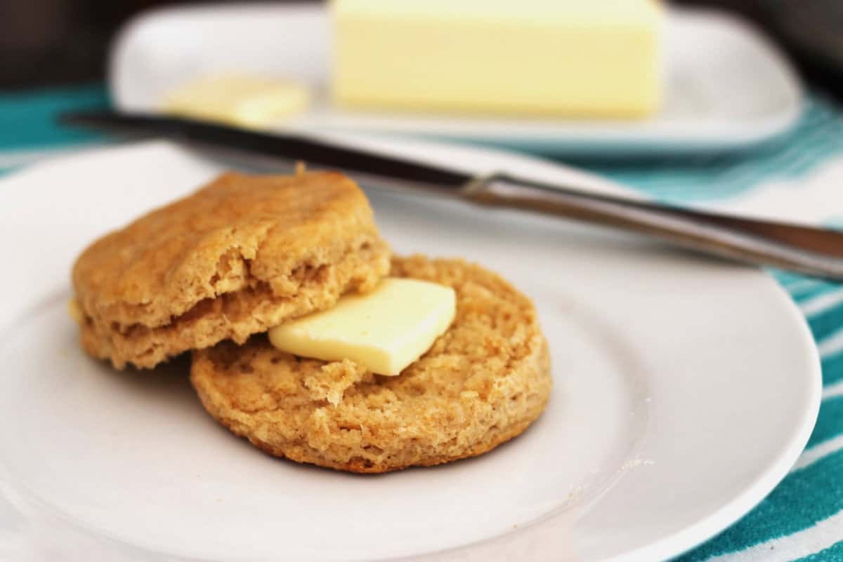 100% real food ingredients! These 5-ingredient Whole Wheat Buttermilk Biscuits are absolutely delicious!