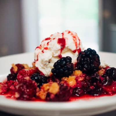 The Very Berry Crumble lets your summer berries shine, while adding a little crispy, sweet topping that pairs perfectly with some vanilla ice cream.