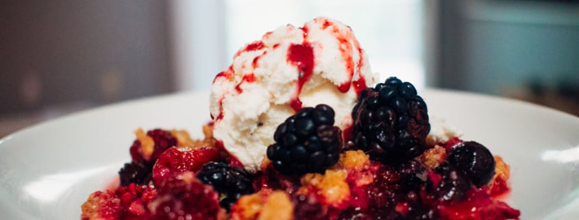 The Very Berry Crumble lets your summer berries shine, while adding a little crispy, sweet topping that pairs perfectly with some vanilla ice cream. 