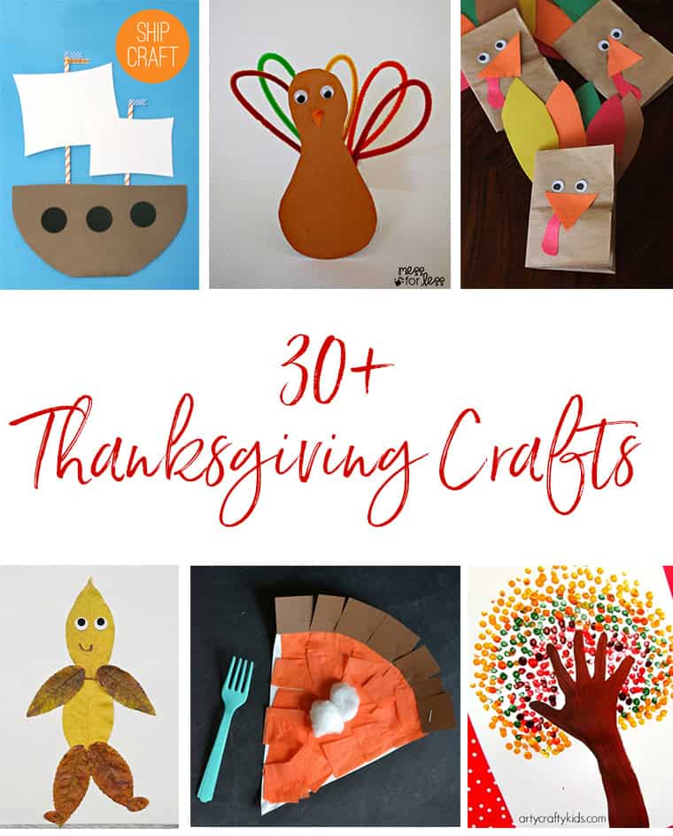 Collage of Thanksgiving Craft Ideas.