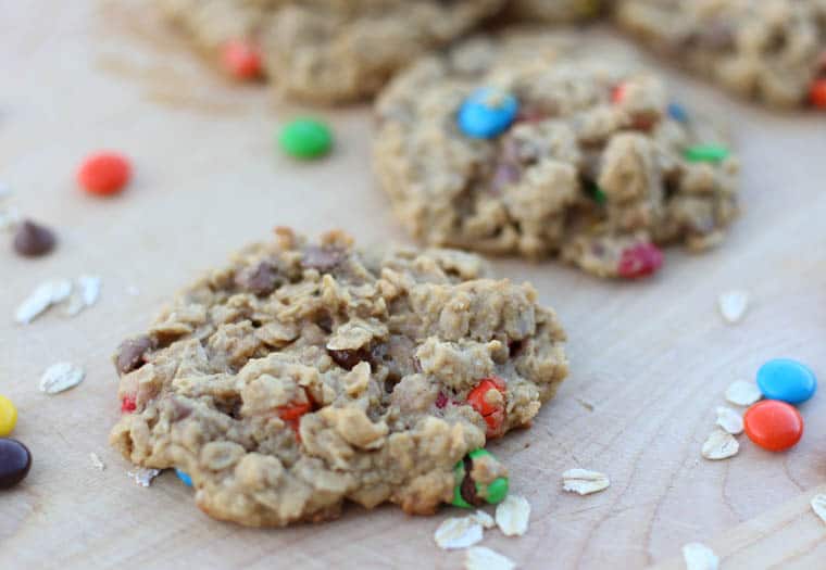 monster cookie on a cutting board 