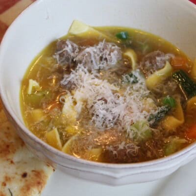 Healthy, freezer-friendly mini meatballs soup