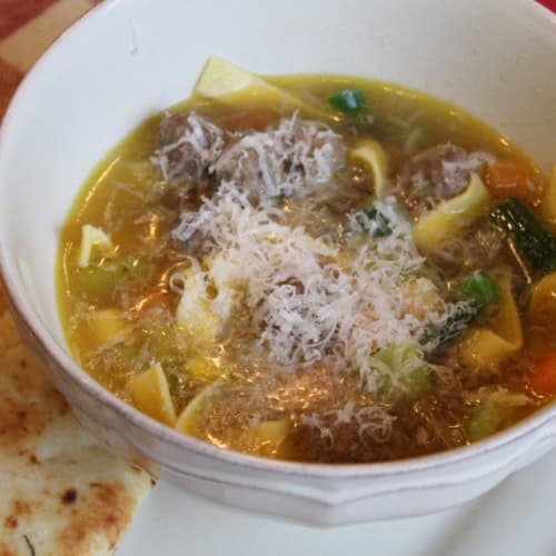 Healthy, freezer-friendly mini meatballs soup