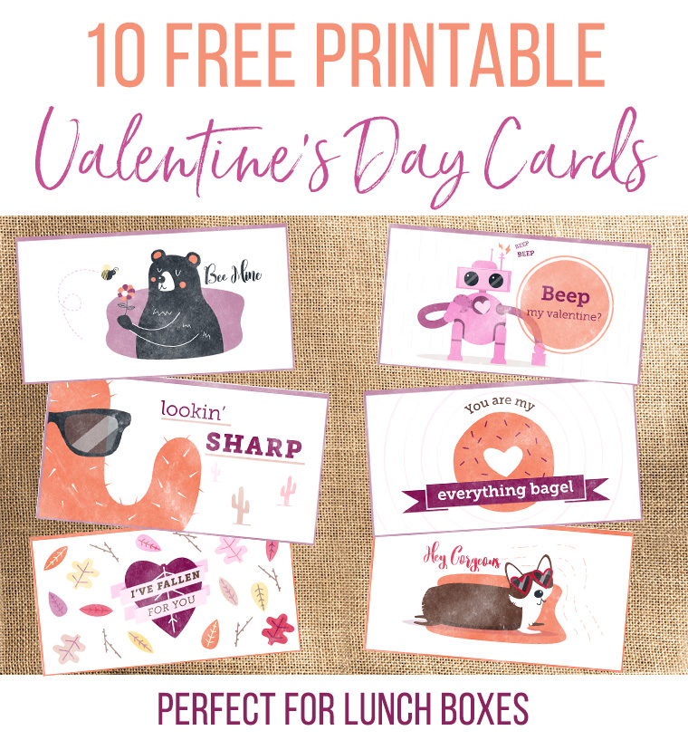 10 Free Printable Valentine's Day Cards (Perfect for Lunch Boxes ...