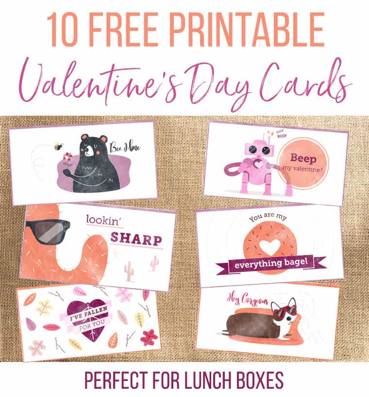 10 Free Printable Valentine's Day Cards (Perfect for Lunch Boxes ...