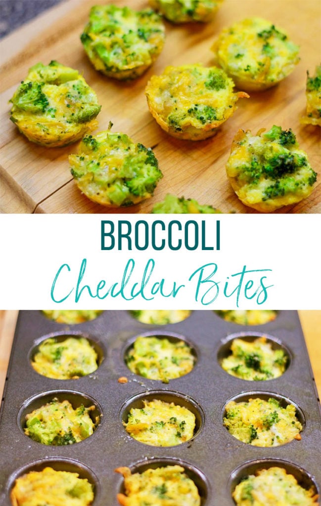 Broccoli Cheddar Bites on cutting board