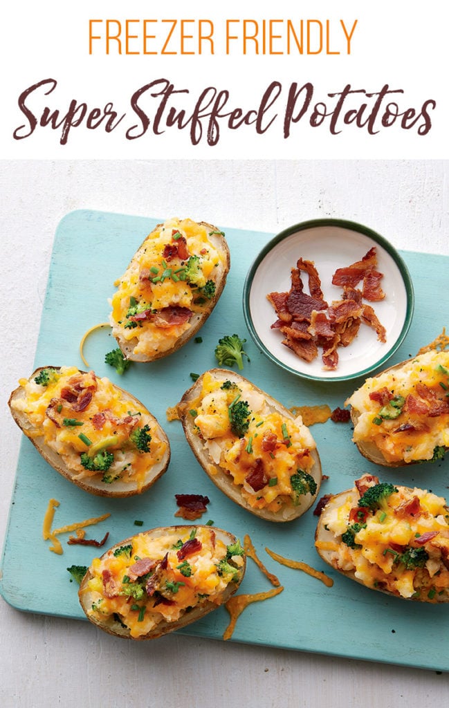 Freezer Friendly Super Stuffed Baked Potatoes. This surprising freezer meal can make a great healthy dinner or even a side dish for a large group. Made with real food ingredients too!
