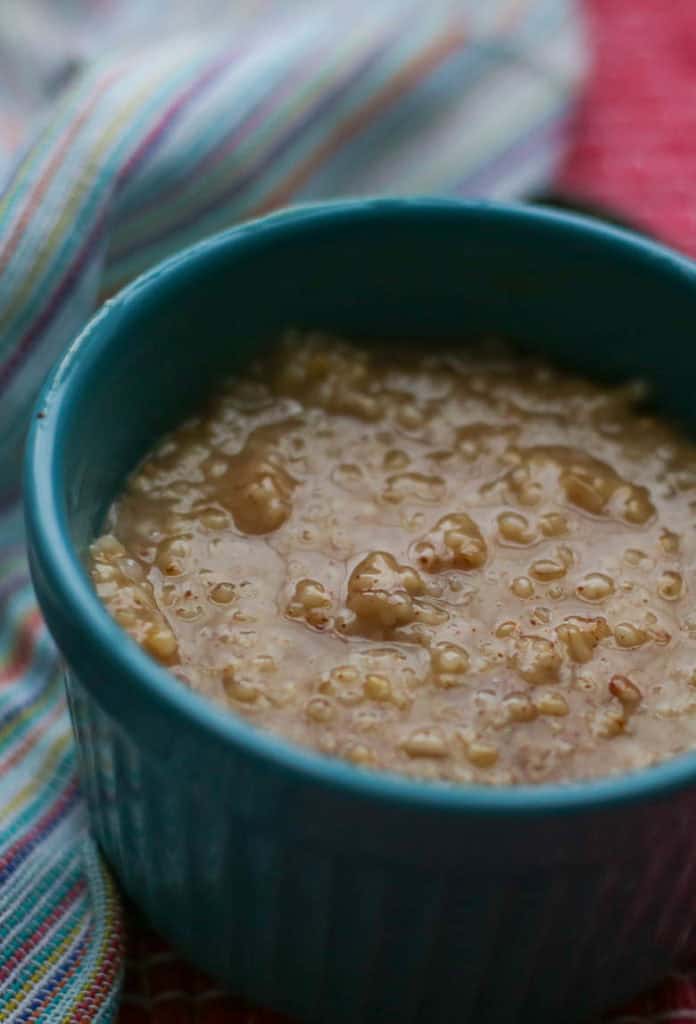 Steel Cut Oatmeal in a blue bowl