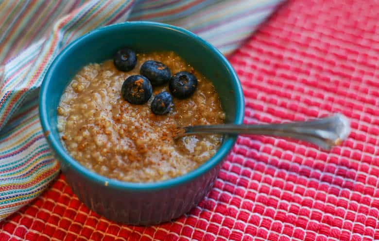 Steel cut oatmeal with blueberries on top