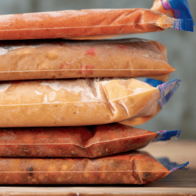 Freezer bags with freezer meals