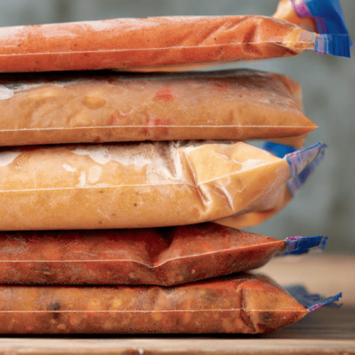 Freezer bags with freezer meals