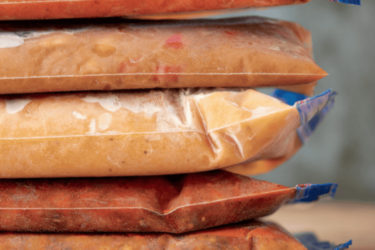 Freezer bags with freezer meals