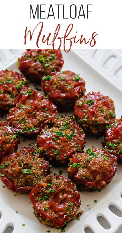 meatloaf muffins on a white serving platter