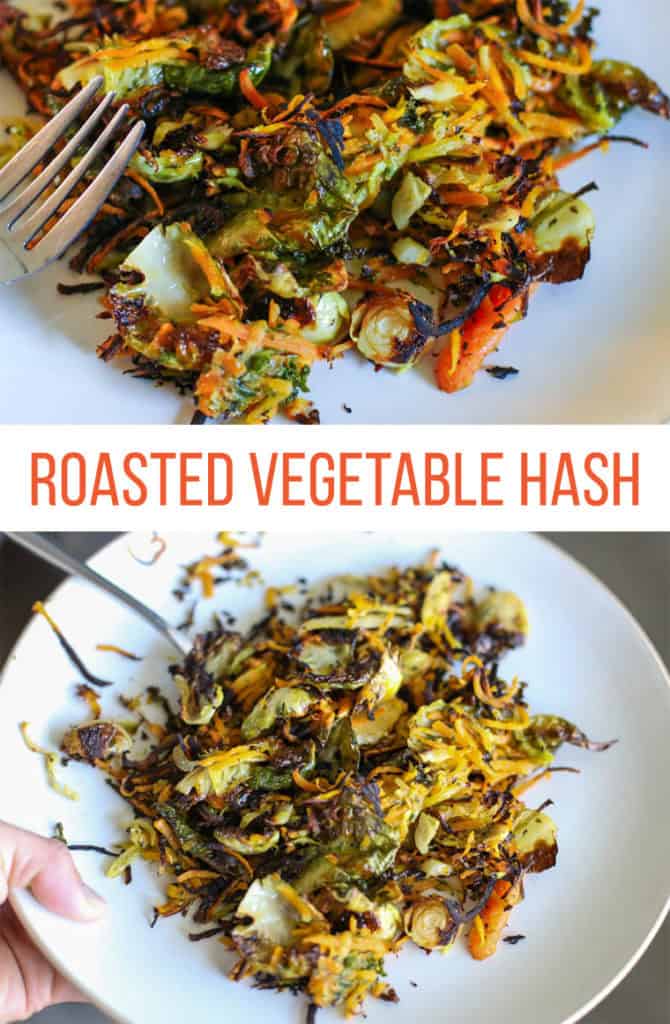 Shredded Roasted vegetables on a plate