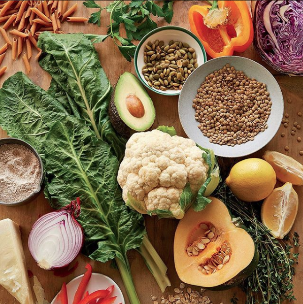 fresh ingredients, vegetables, whole grains