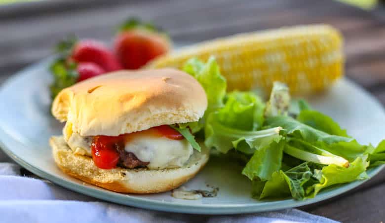 Pesto burger on a plate