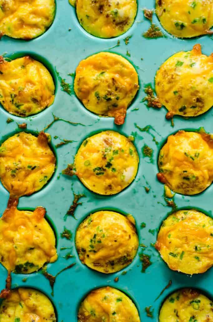 egg bites in a silicone muffin pan