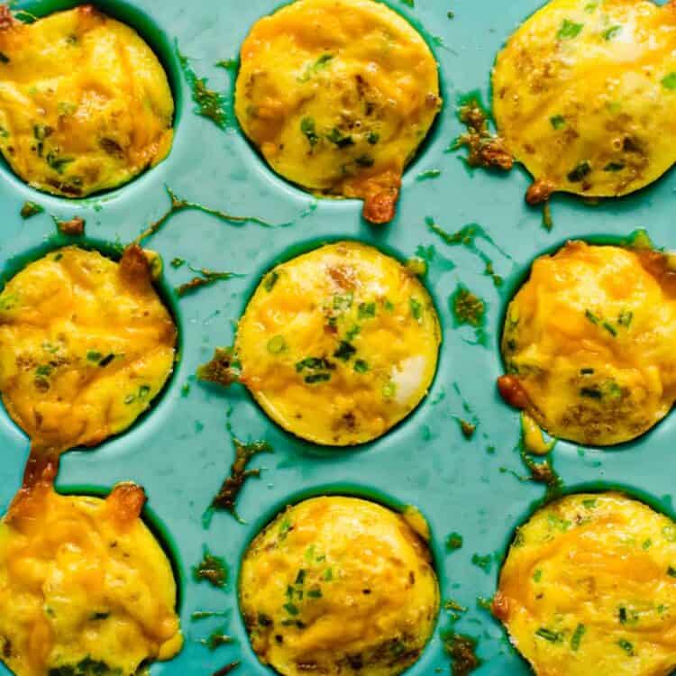 egg bites in a silicone muffin pan