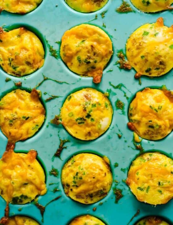 egg bites in a silicone muffin pan