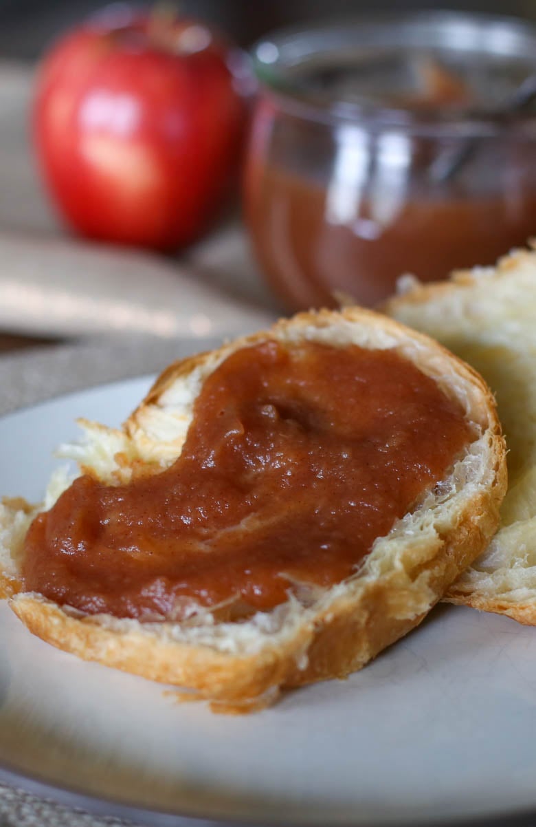 Apple butter spread on a crescent roll. 
