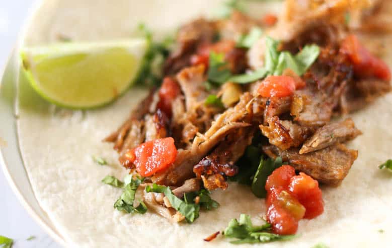 Instant Pot Carnitas in a wrap