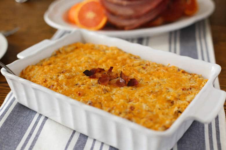 gluten free hash brown casserole on table