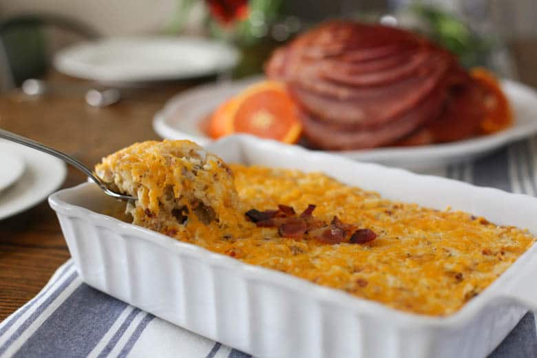 gluten free hash brown casserole on table