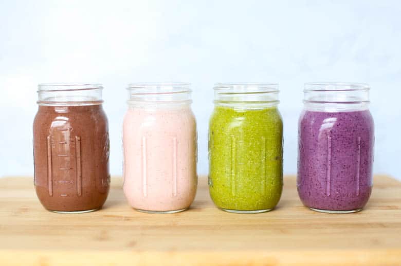 4 smoothie recipes in mason jars