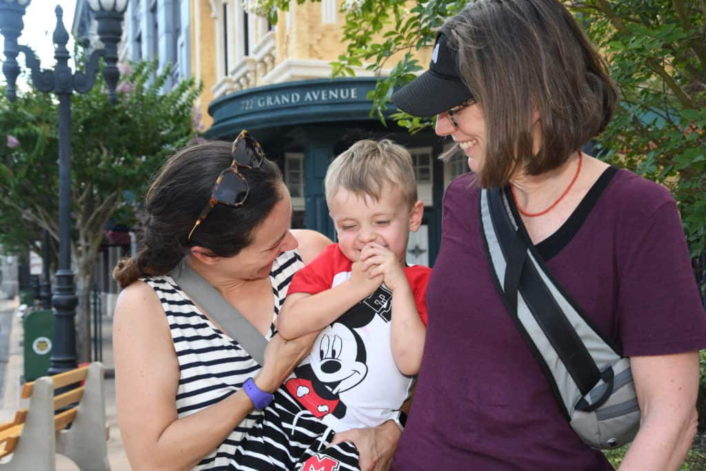 Mom and kid at Disney World