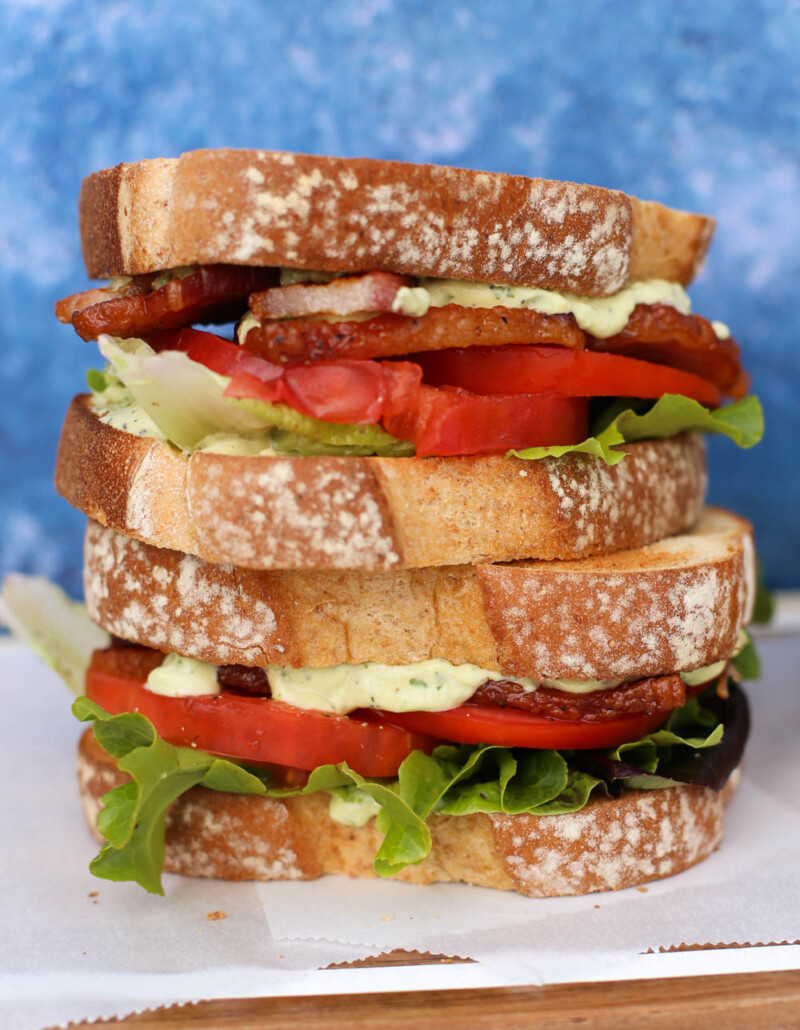 BLT sandwiches stacked on top of each other