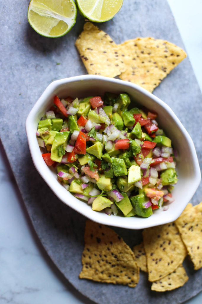 Avocado Lime salsa in a white dish