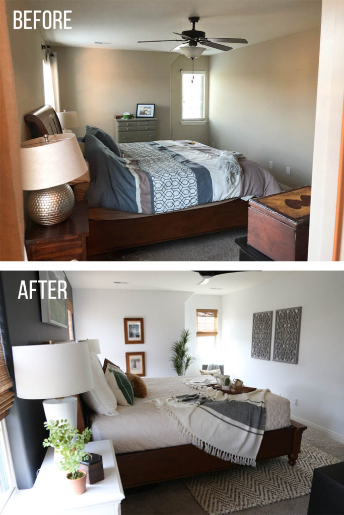 Before and after master bedroom