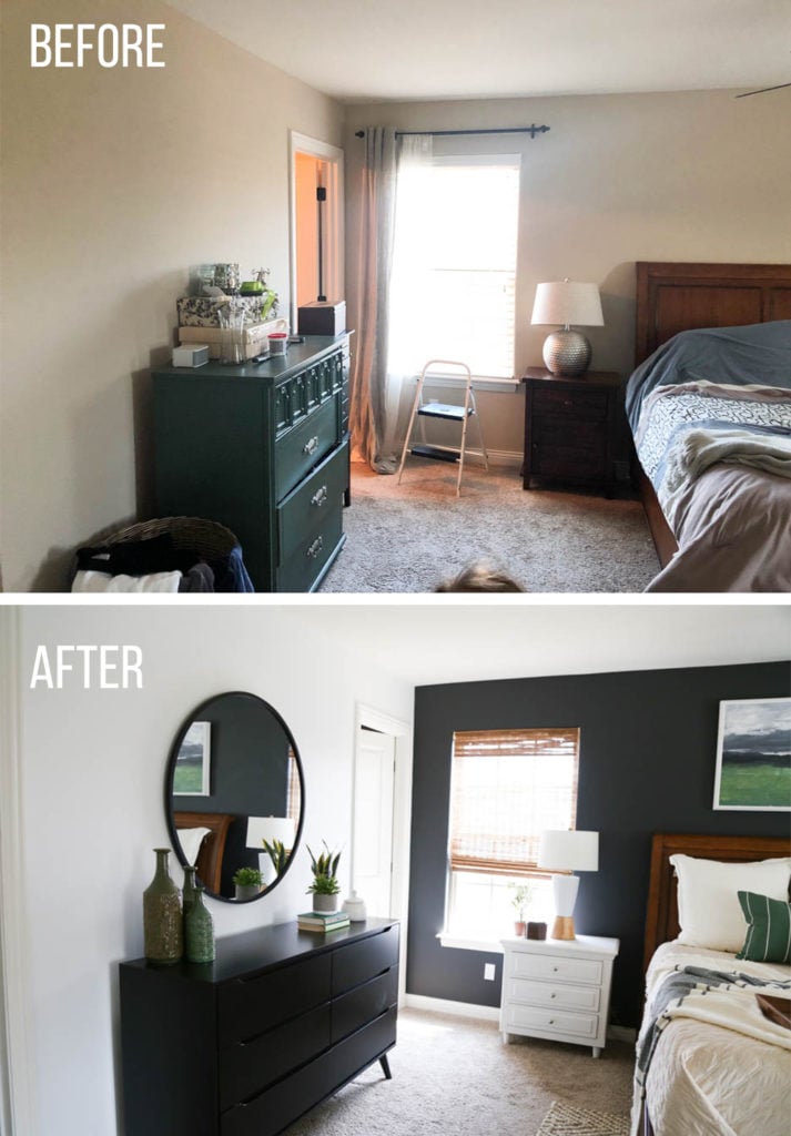 Before and after master bedroom