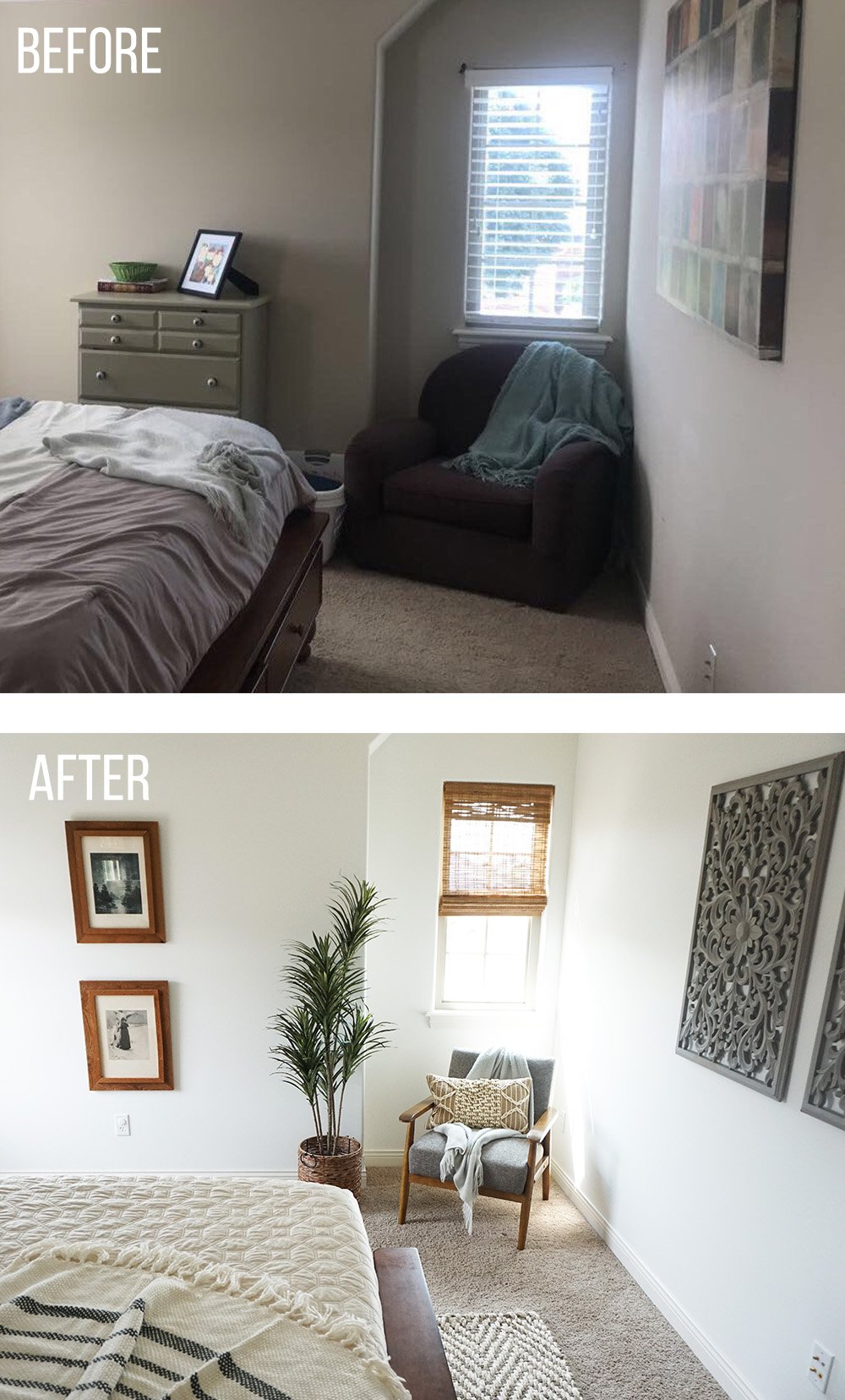 Before and after master bedroom 
