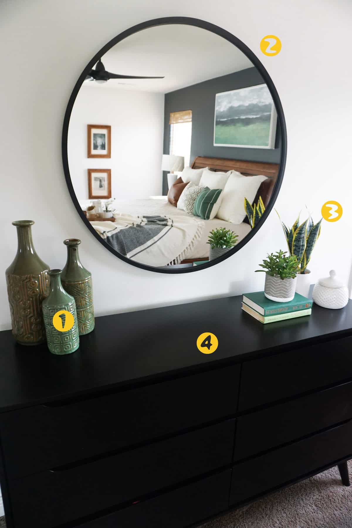 Black dresser with mirror