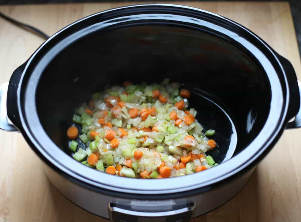 Vegetables in a slow cooker