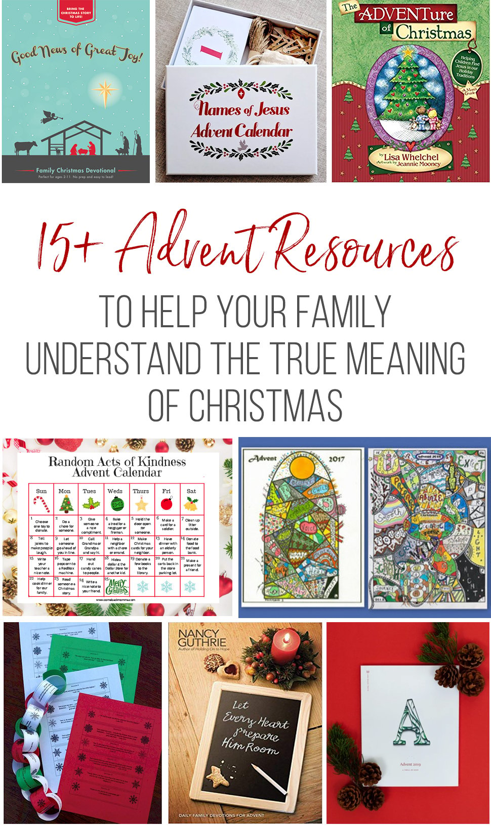 Collage of Advent Resources recommended by Thriving Home.