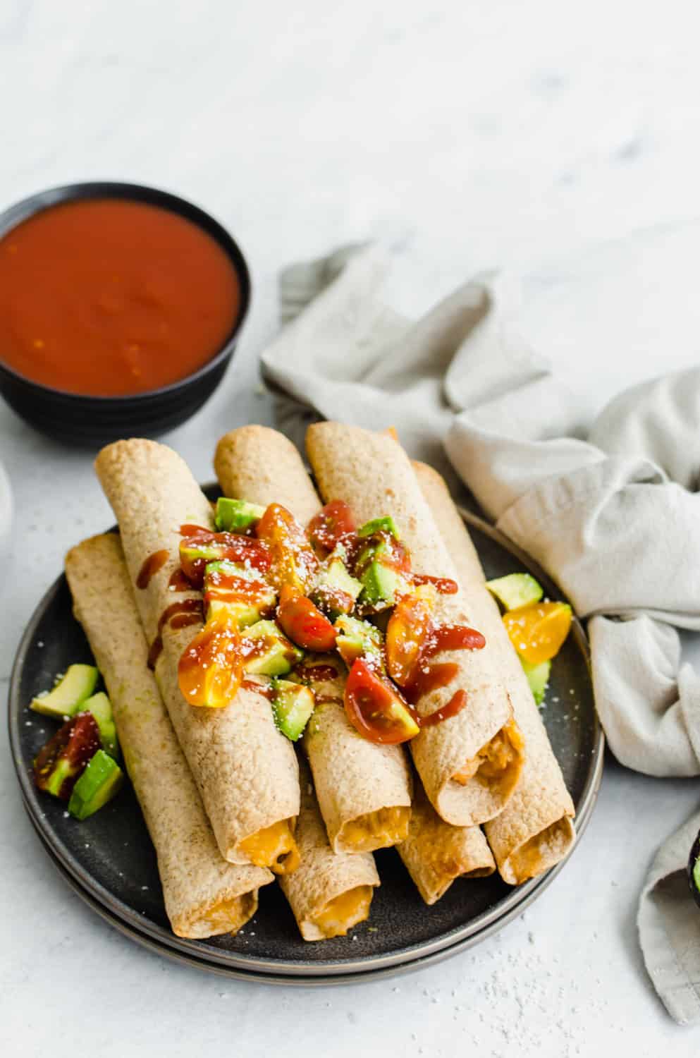 Creamy Chicken Taquitos {Made in the Crock Pot then Baked!}