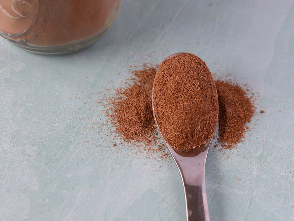 Tablespoon filled to overflowing with homemade hot chocolate mix.