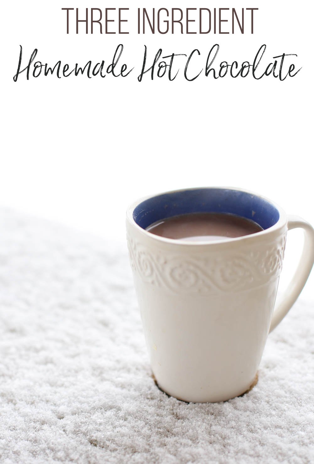 3-ingredient homemade hot chocolate in a white mug.
