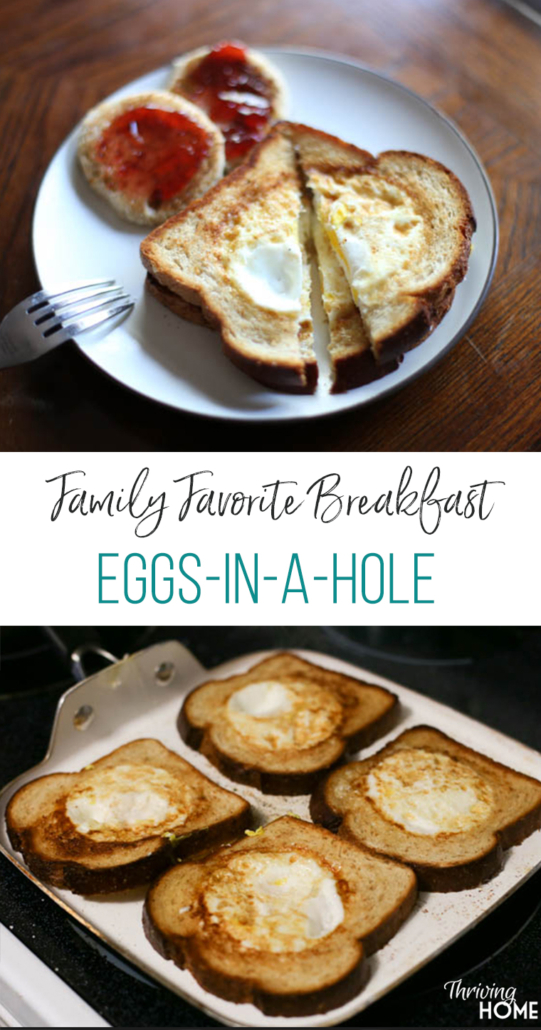 Eggs in a hole sliced on a plate