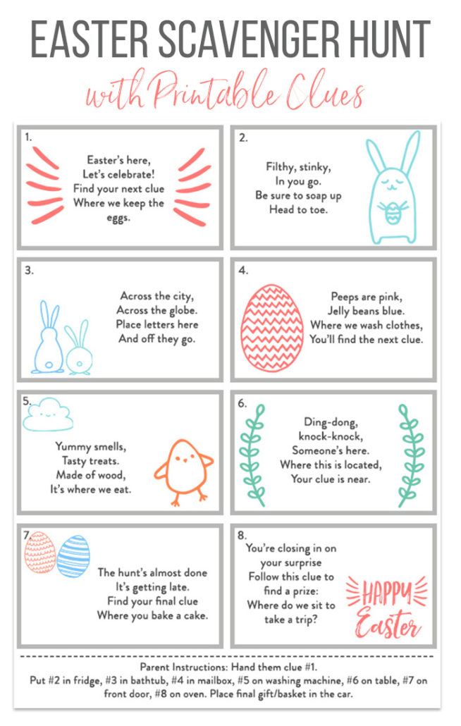 Free Easter Scavenger Hunt With Printable Clue Cards