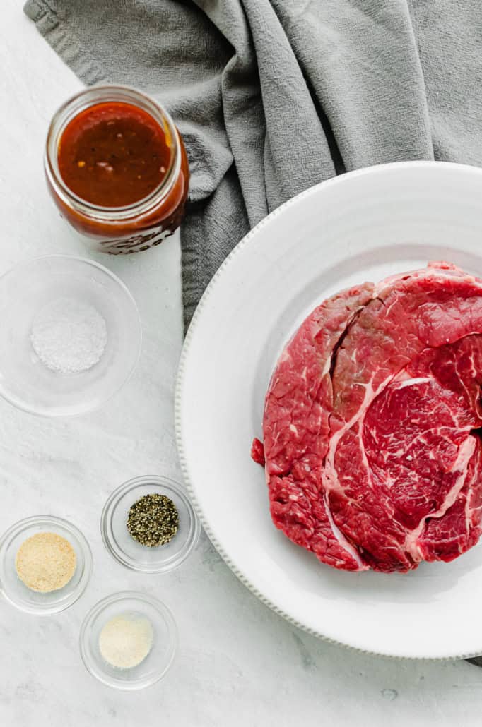 Ingredients for slow cooker BBQ Beef Sandwiches