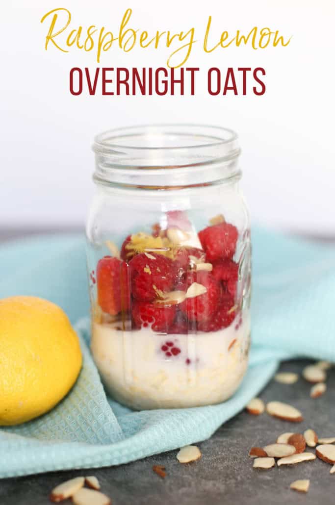 Raspberry Lemon Overnight Oats in a mason jar